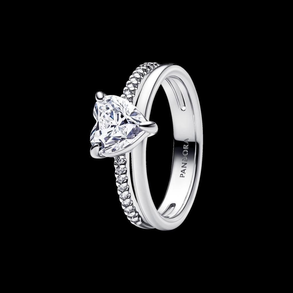 Sparkling Halo Hearts Ring