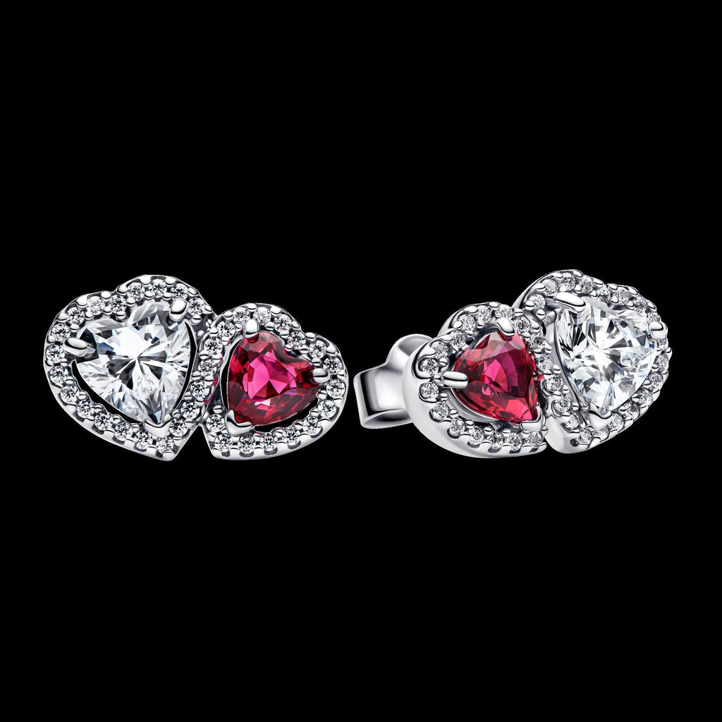 Elevated Pink Heart Stud Earrings