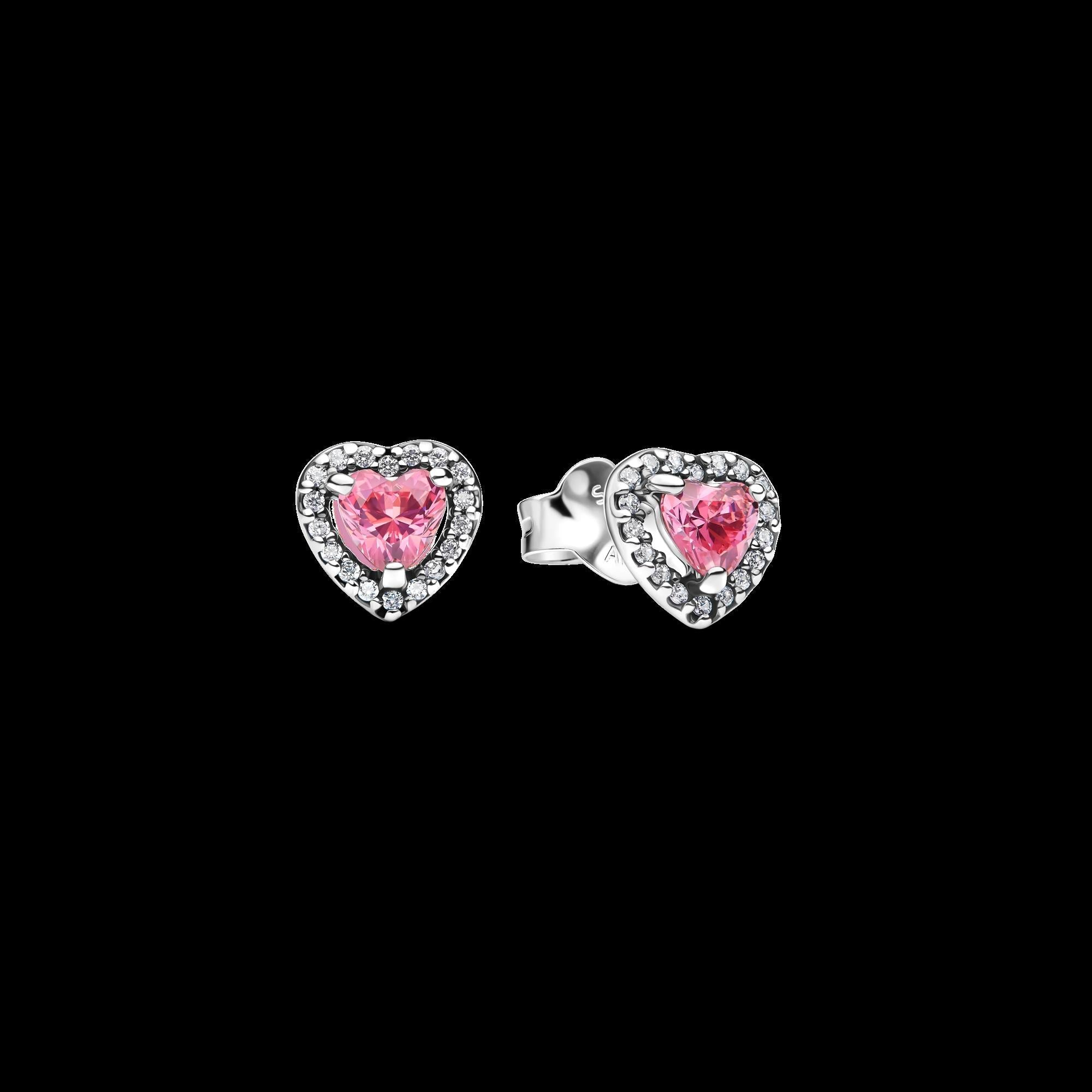 Elevated Pink Heart Stud Earrings