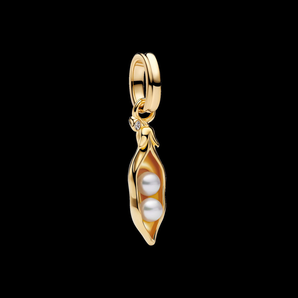 Treated Freshwater Cultured Baroque Pearl Peas in a Pod Dangle Charm