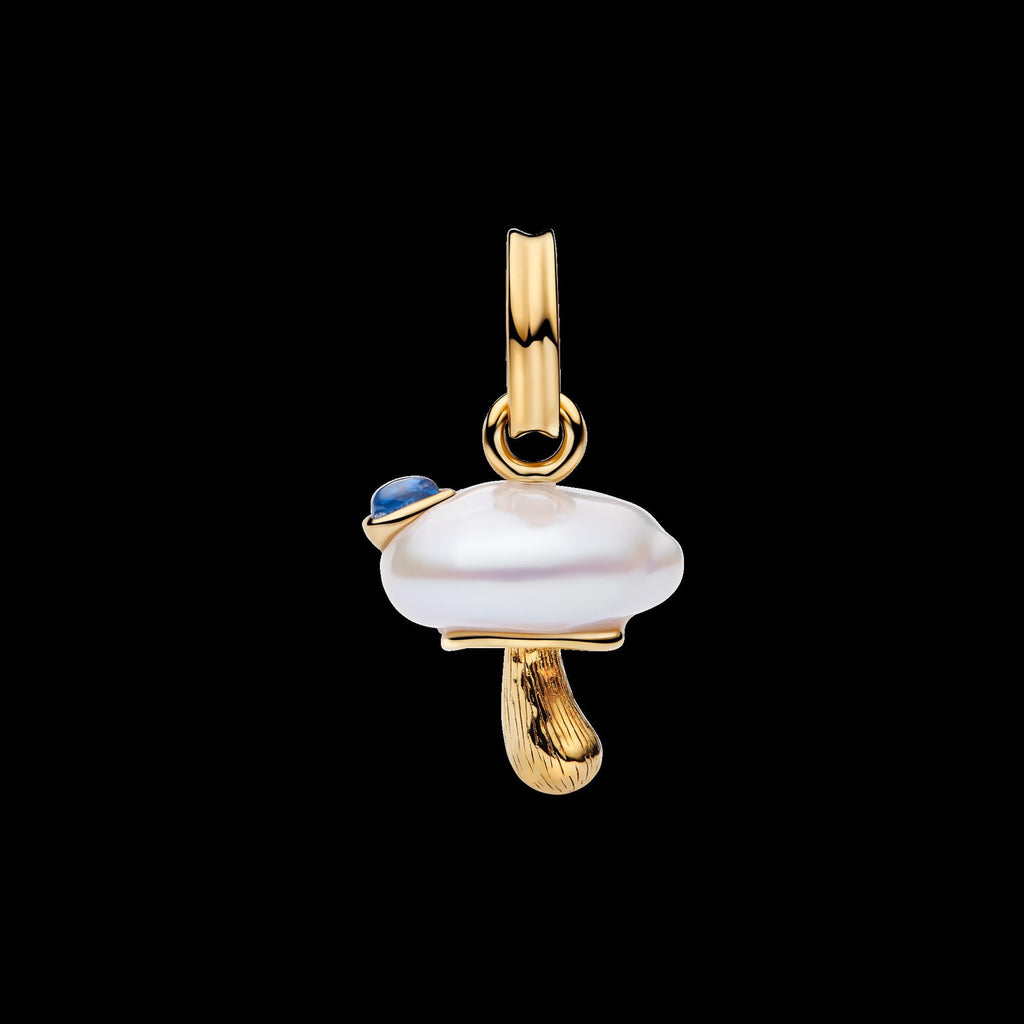 Treated Freshwater Cultured Baroque Pearl Mushroom Dangle Charm