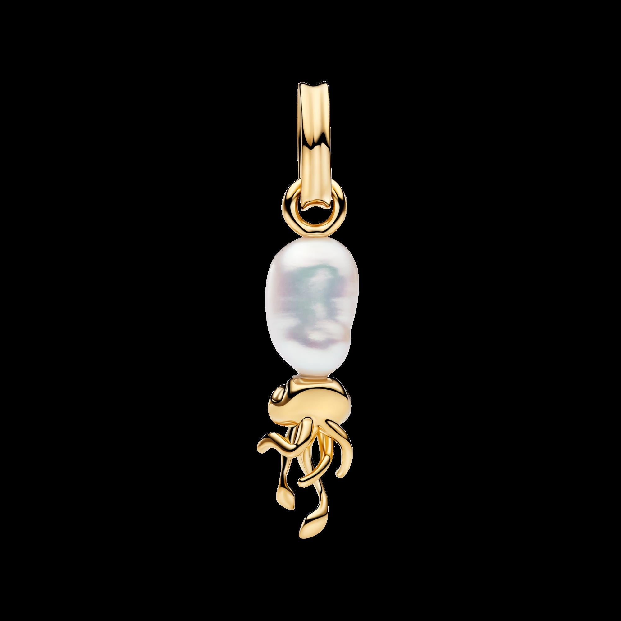 Treated Freshwater Cultured Baroque Pearl Squid Dangle Charm