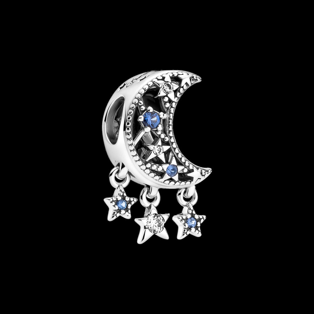 Celestial Blue Sparkling Moon Ring