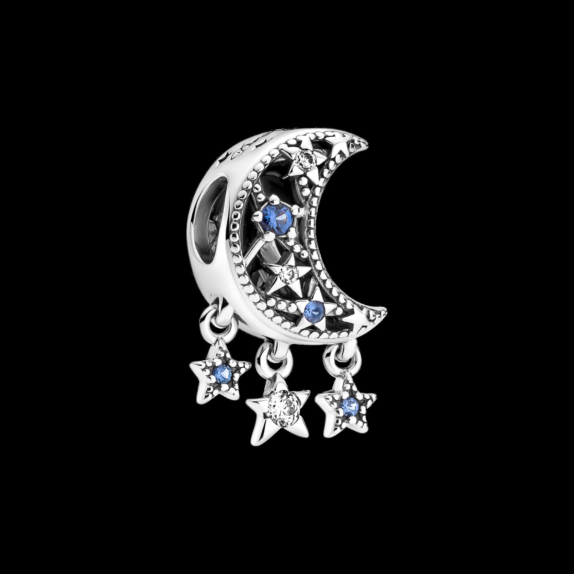 Celestial Blue Sparkling Moon Ring